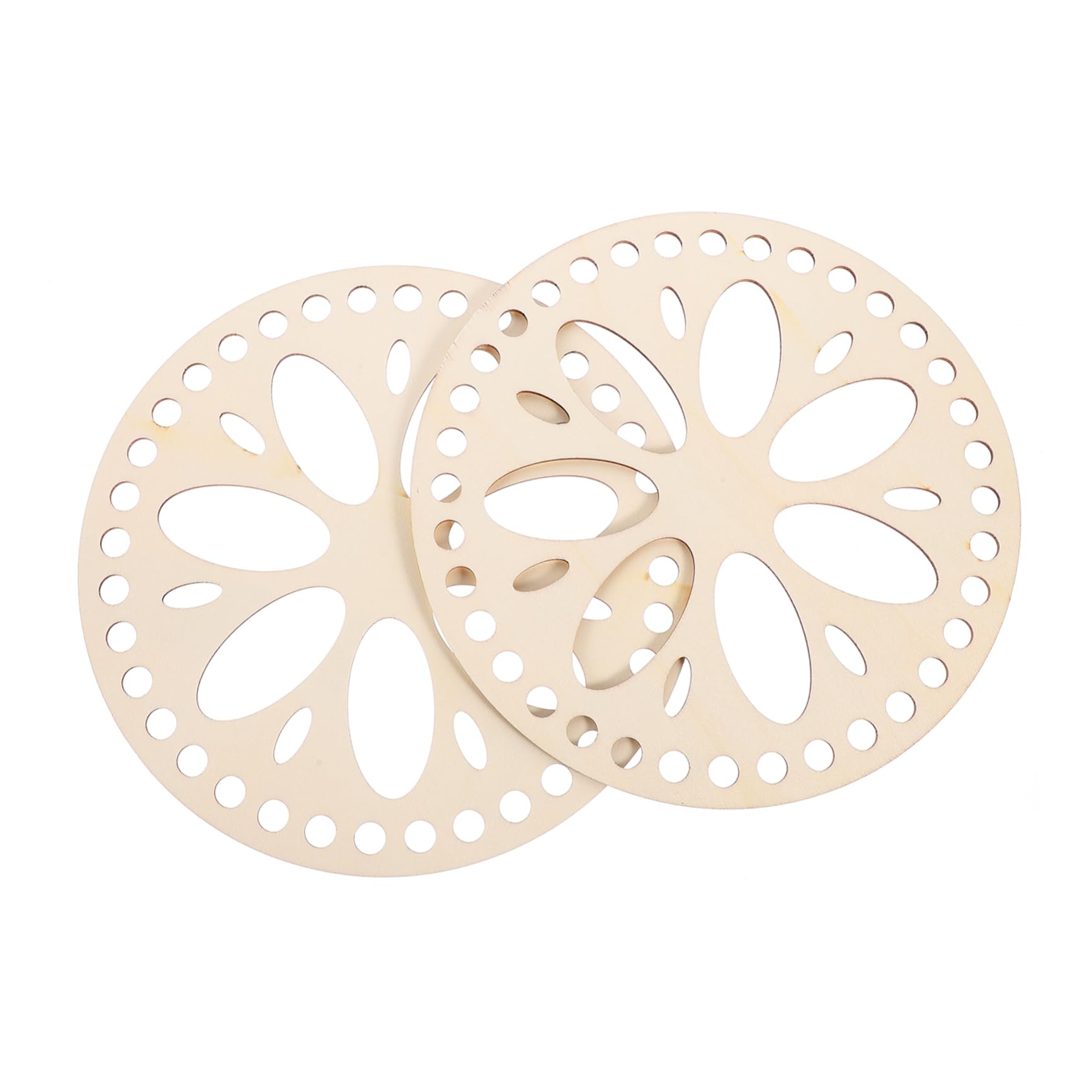 DOITOOL 2pcs Wooden Basket Bottoms for Crochet Bags Round Base for Craft Projects Unfinished for Painting Embellishing Durable Smooth Surface for Easy Use