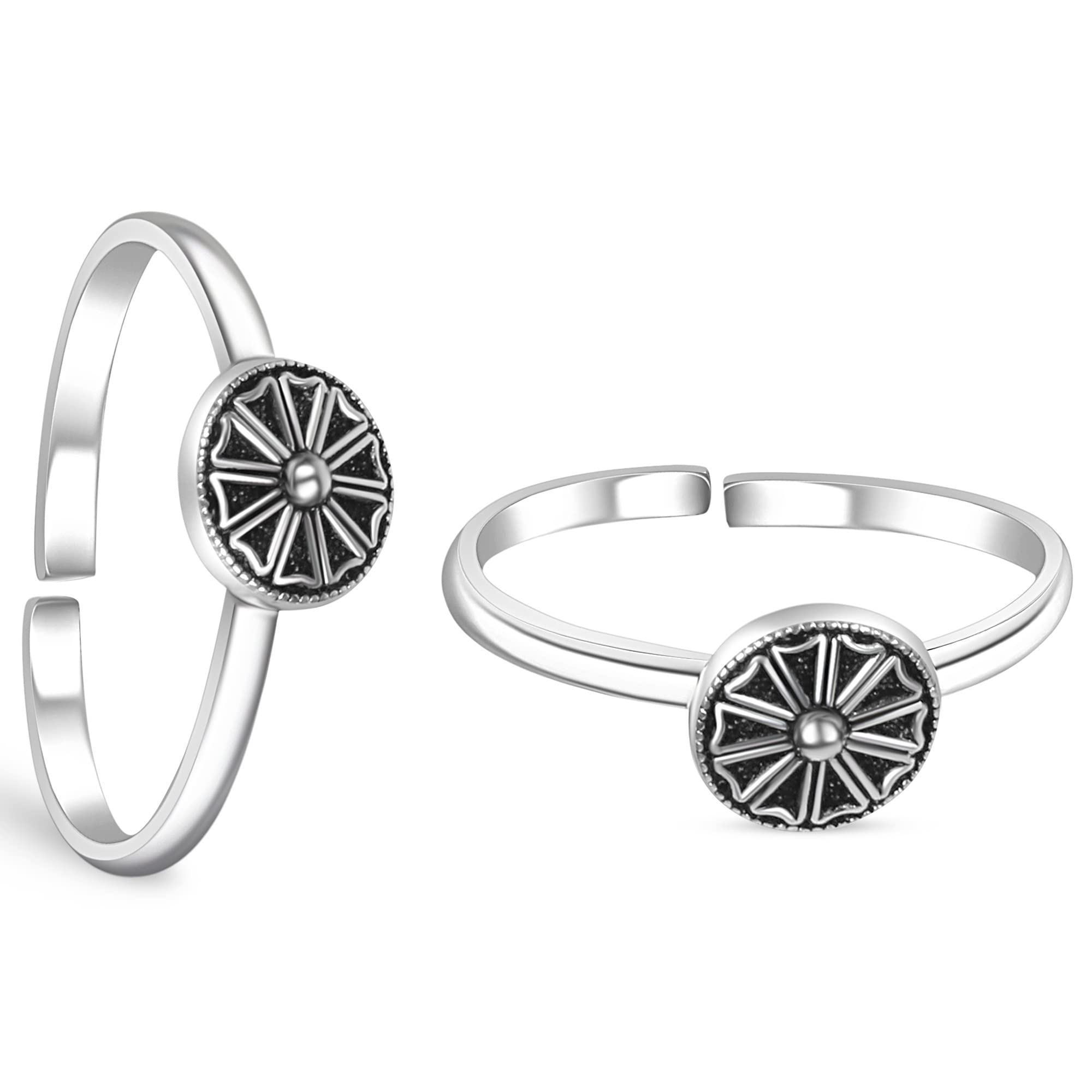 silver chest 925 Pure Sterling Silver Oxidized Toe Ring/Bichhiya for Women and Girl. Pair of 2 Stylish Toe ring Silver-picture-11