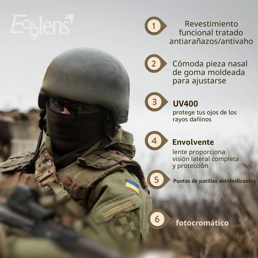 Gafas de seguridad protectoras para disparo, antivaho, fotocromáticas, ANSI Z87.1, resistentes a los arañazos, para caza, tácticas, airsoft