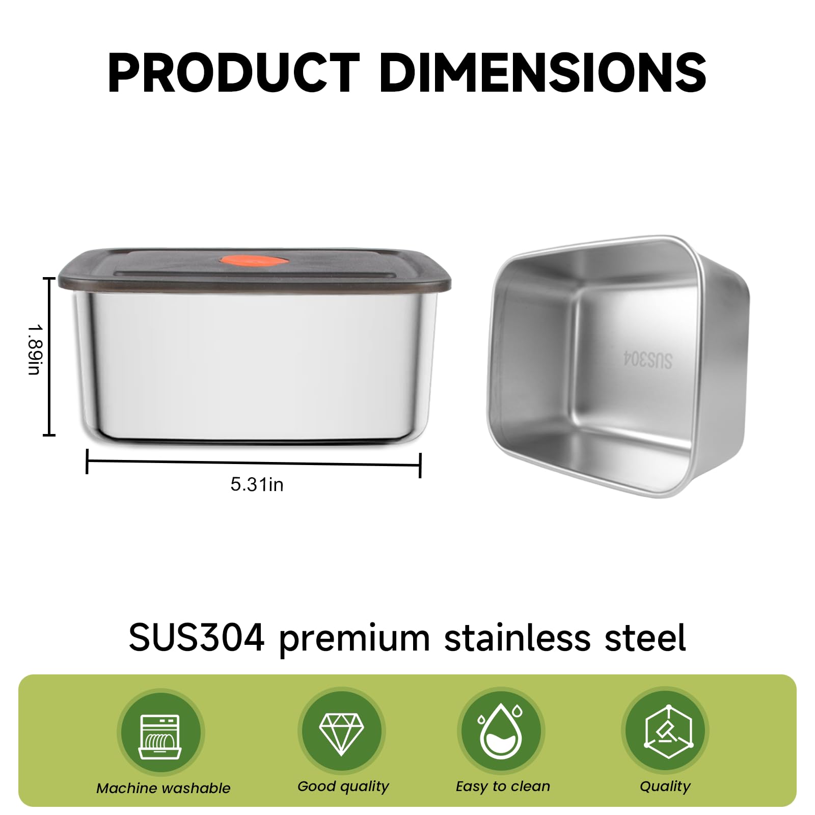6 contenitori per alimenti in acciaio inox con coperchio, impilabili, riutilizzabili, contenitori per la preparazione dei pasti, contenitori per alimenti in acciaio inox, per forno e