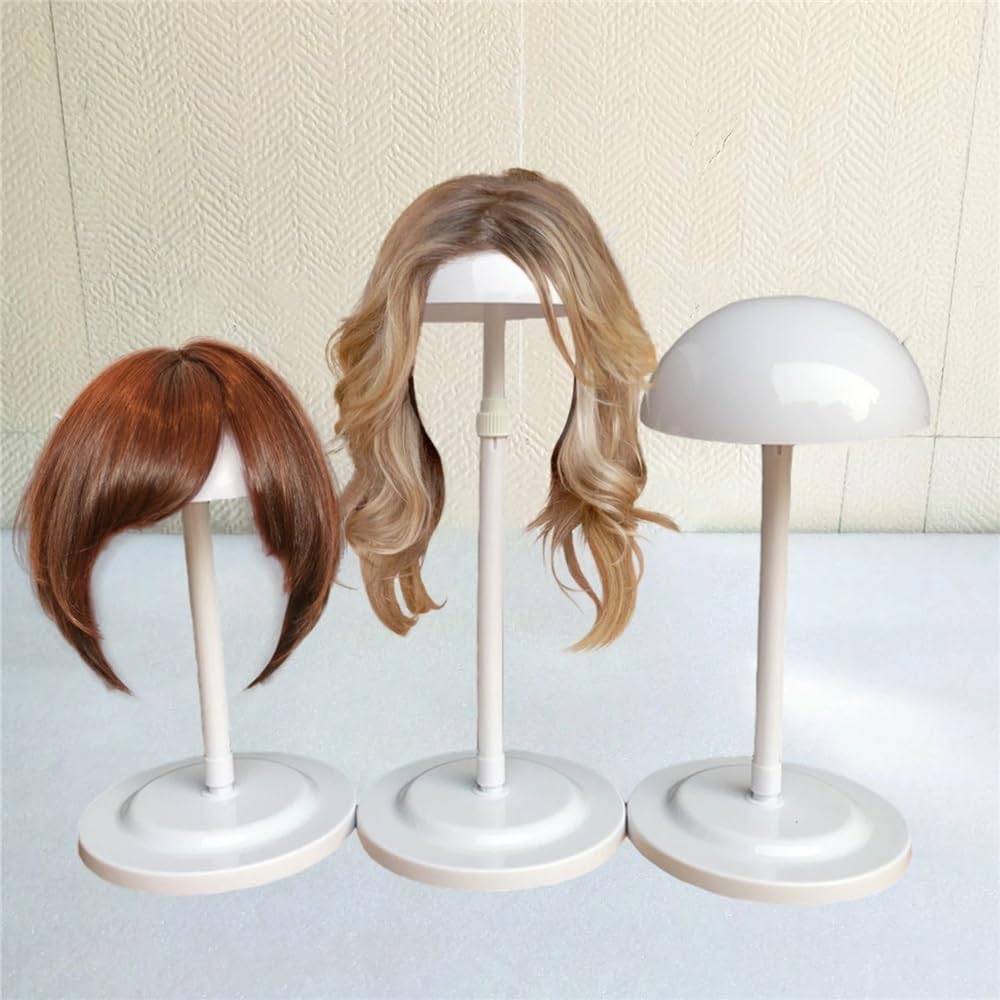 Wig Stand Perückenständer, 2 Stück, weißer, höhenverstellbarer Perückenkopfständer aus Kunststoff, tragbar, for das Styling und Trocknen mehrerer Perücken und Hüte Wig Display Holder