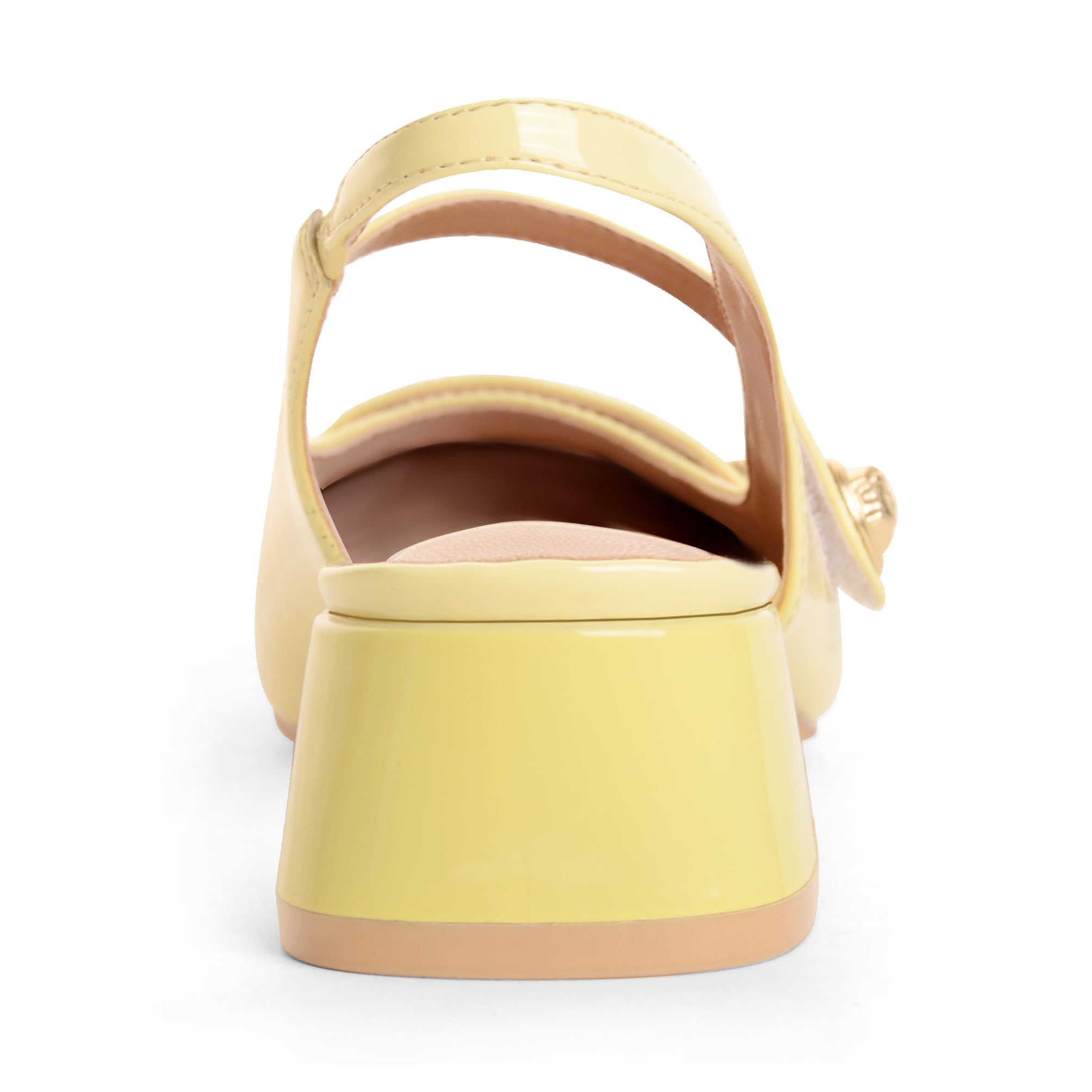 Slingback Mary Jane Heels for Women Low Block Heel Closed Square Toe Pump Shoes Heels Classic Daily Office Dressy Shoes