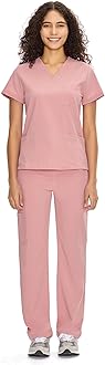 COZYFIT Scrubs for Women Set Medical Uniform - V-Neck Top & Straight Leg Pants with 9 Pockets, Unisex Workwear