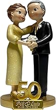 Figurine Cake Wedding Gold 50th Anniversary Engraved Personalised Dolls for Cake or Gift