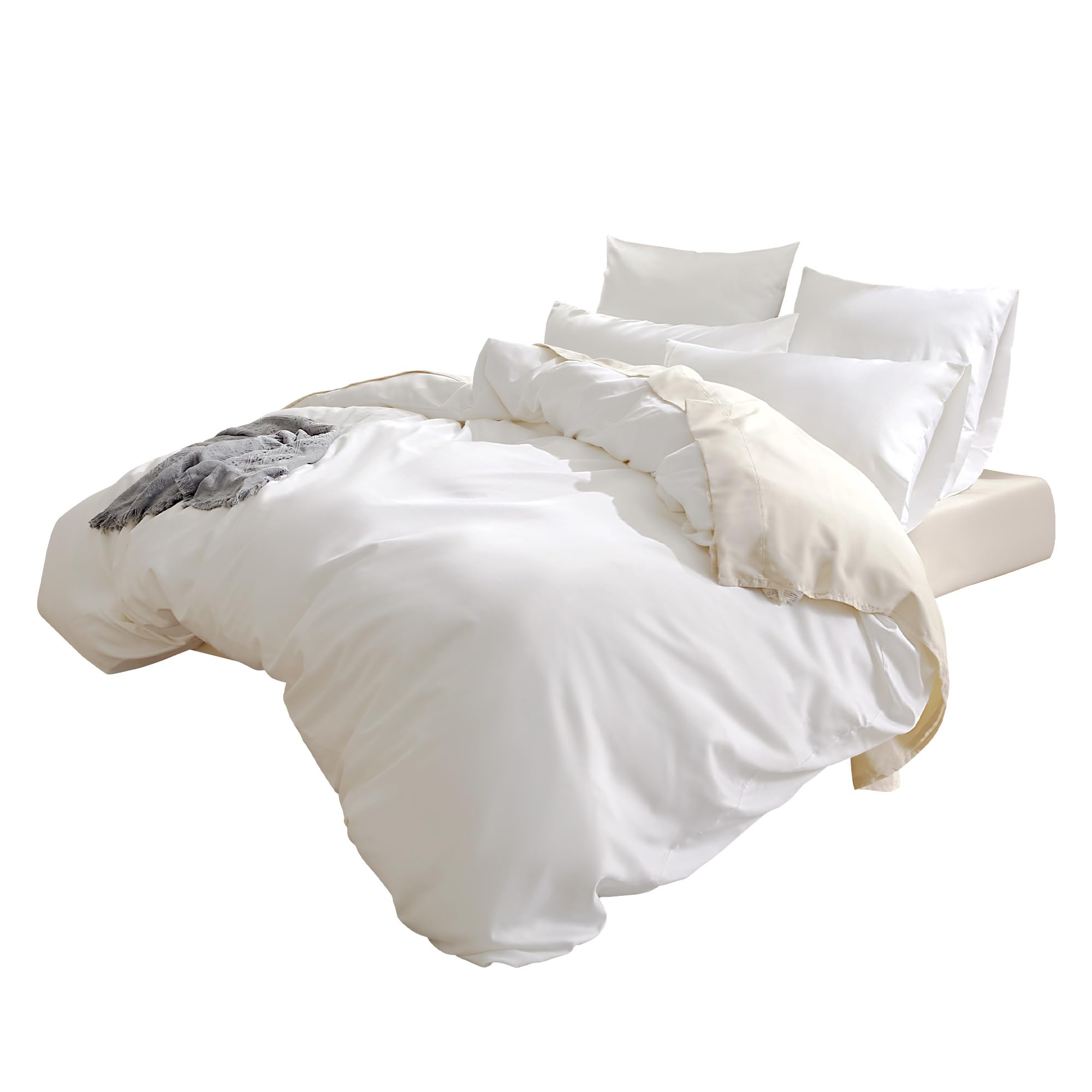 Sonive Bettwäsche 135x200 Kissenbezügen 50x80, Bettbezüge 135 x 200cm 100% Bio Baumwolle, ÖkoTex Zertifiziert mit Eckbändchen Weich und Bügelfrei, Weiß