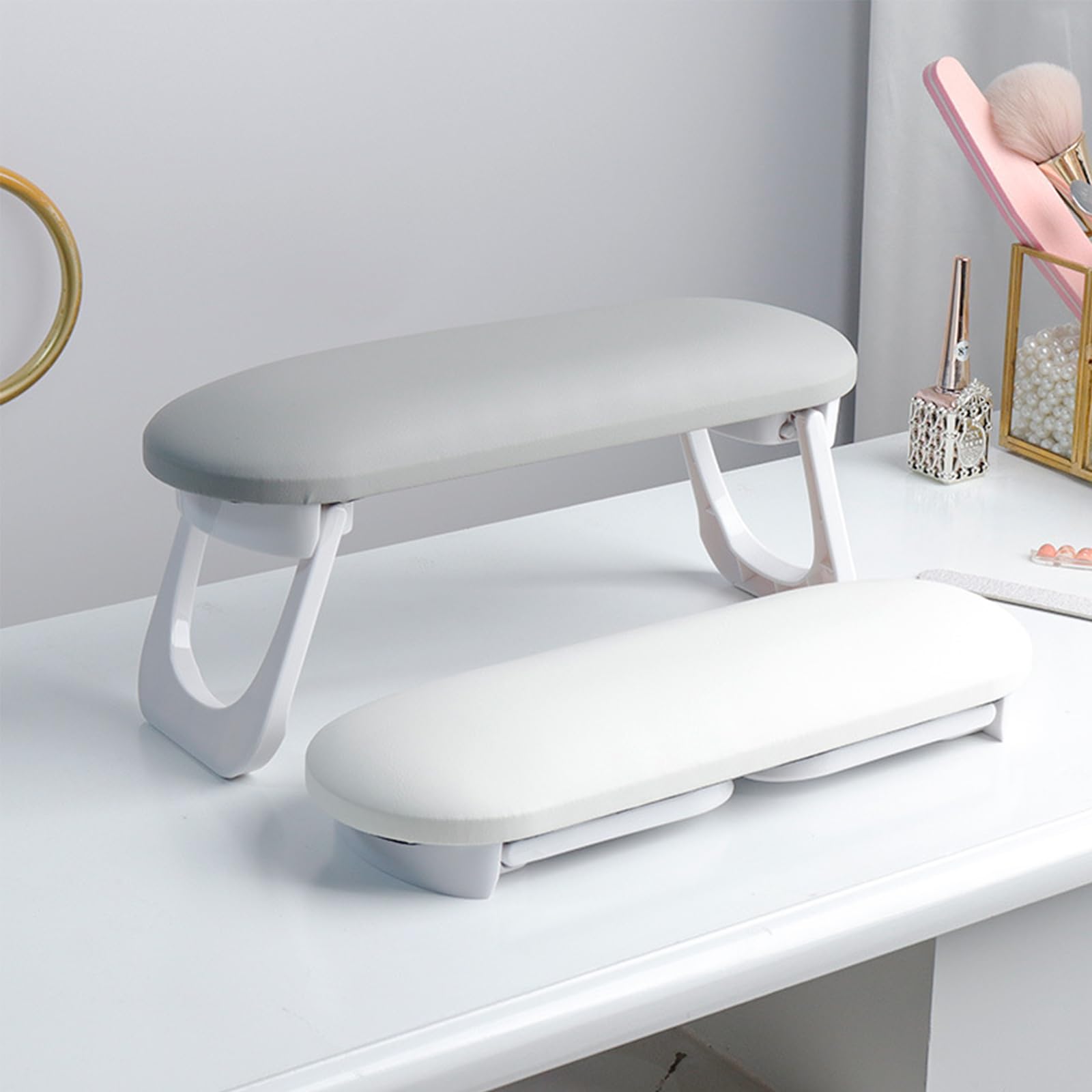 Poggiamano Per Unghie, AMOYUN Appoggia Mani per Unghie Pelle In Microfibra Morbida e Antiscivolo Professionale Tavolo Manicure con Tappetino Poggiamano per Il Salone per Unghie
