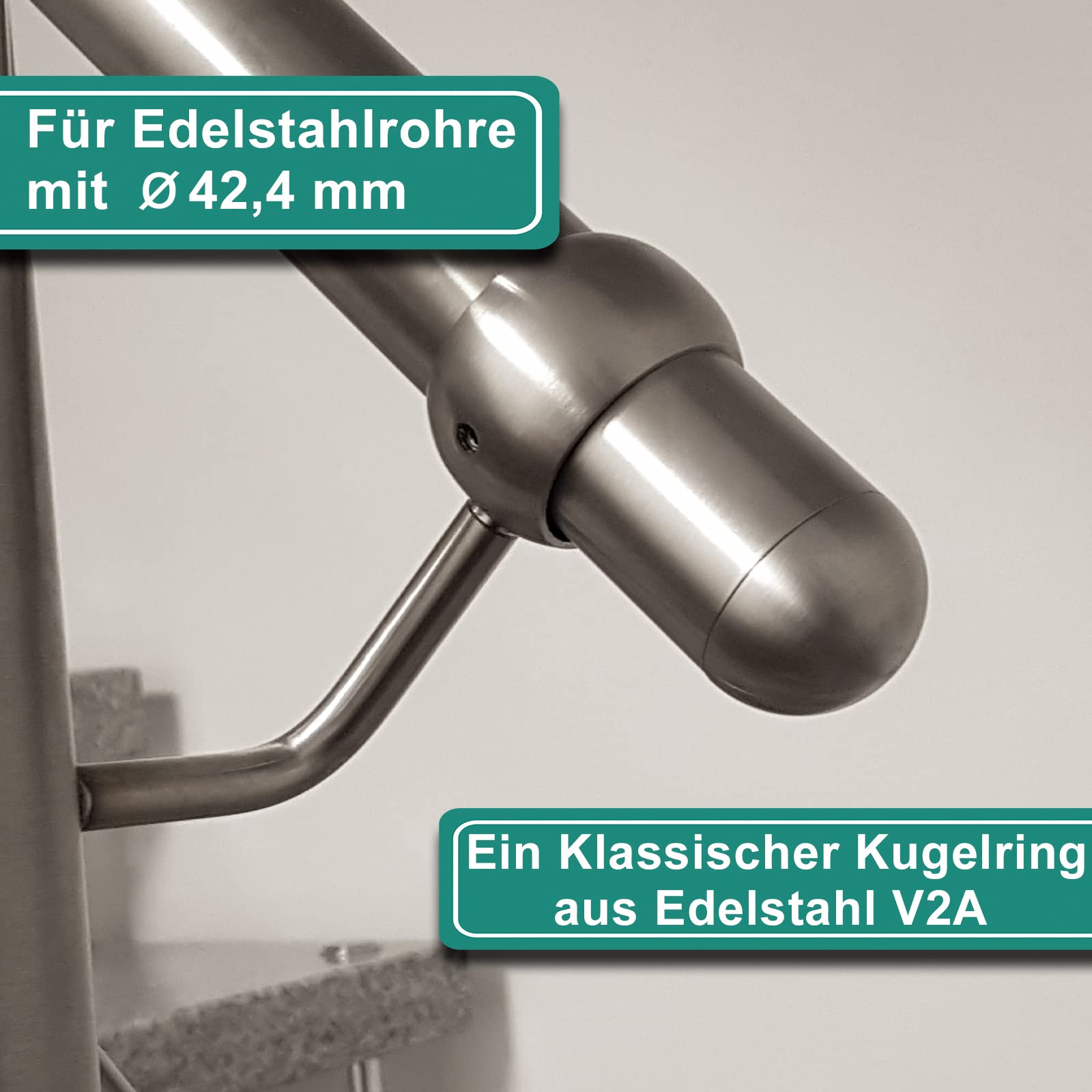 PRIOstahl Kugelring Handlaufhalter Rundrohr Stütze Halter Rohrhalter Ring Handlaufstütze - 6 x Ring Ø 42,4mm für Handläufe Treppengeländer Geländerbau Balkon Terasse aus Edelstahl V2A