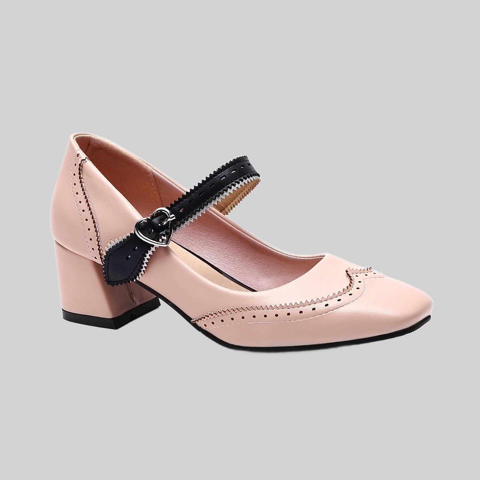 Trachtenschuhe Damen Dirndl Damen Mary-Jane-Schuhe mit mittelhohem Absatz quadratischer Zehenpartie für Büro Urlaub Freizeit – Bequeme im klassischen Design