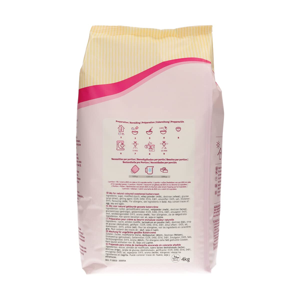 FunCakes Preparado Crema de Mantequilla (Buttercream): Fácil de Usar, Cremosa, Perfecta para la Decoración de Tartas, para Cubrir y Rellenar, para Cubrir Los Cupcakes, Halal. 4 Kg. 4000 g