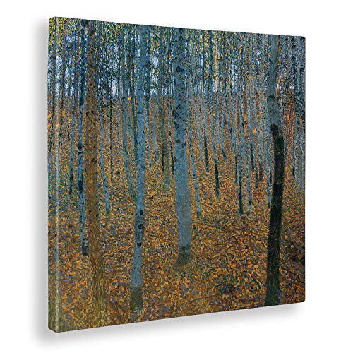 Giallobus - Schilderij - Gustav Klimt - Beukenbos - afdrukken op doek - klaar om op te hangen - Verschillende formaten - 70x70 cm