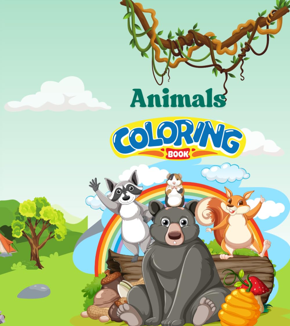 Animals coloring book: Fun & Cute Animal Adventures for Kids Ages 3–8