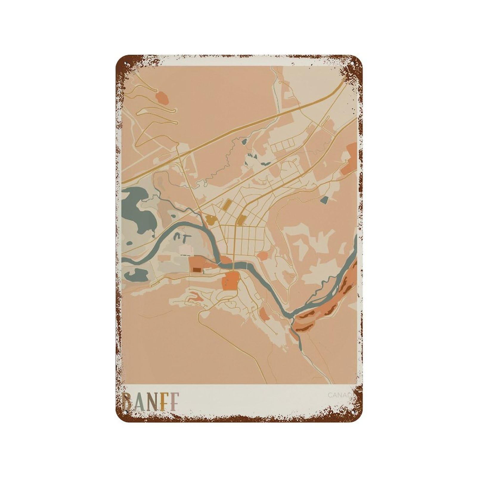 xiaoxiaoshen Banff Map Alberta Canada Boho (2) Wall Decor Art Metal Tin Poster Modern Home Decor Art Home Bar Shop Decorations Vintage Sign 30x20cm
