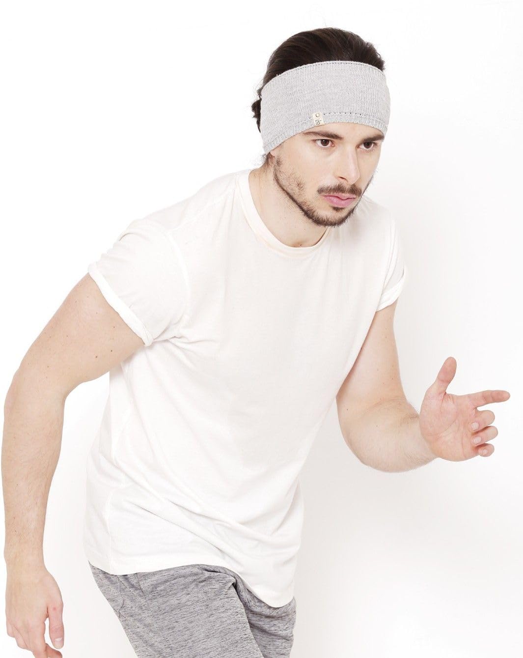 KinderTales® Grey Sports Headband for Men & Women | Cotton Spandex Non-Slip Sweatband | Breathable Gym, Yoga & Running Hairband | Stretchable, Eco-Friendly, Moisture Absorbing | Free Size