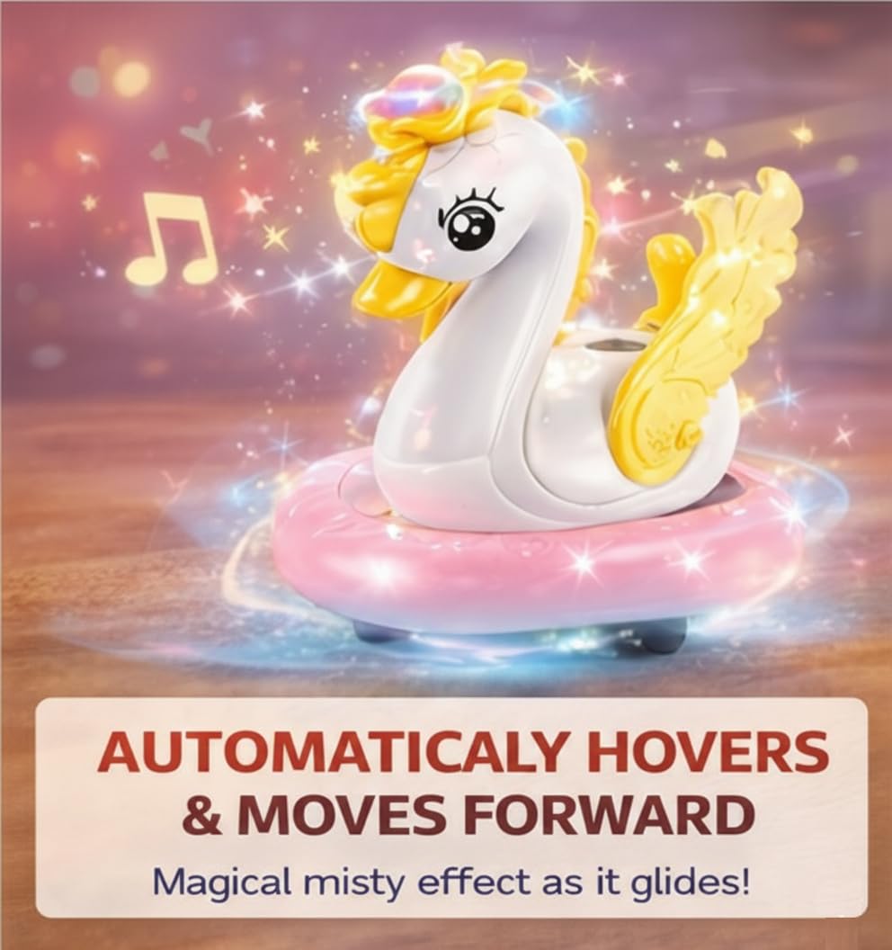 PB Prime Brands Musical Swan Toy with Blowing Ball | Lights & Music | Bump and Go Action | Battery Operated Kids Toy for Toddlers & Babies (White) 3