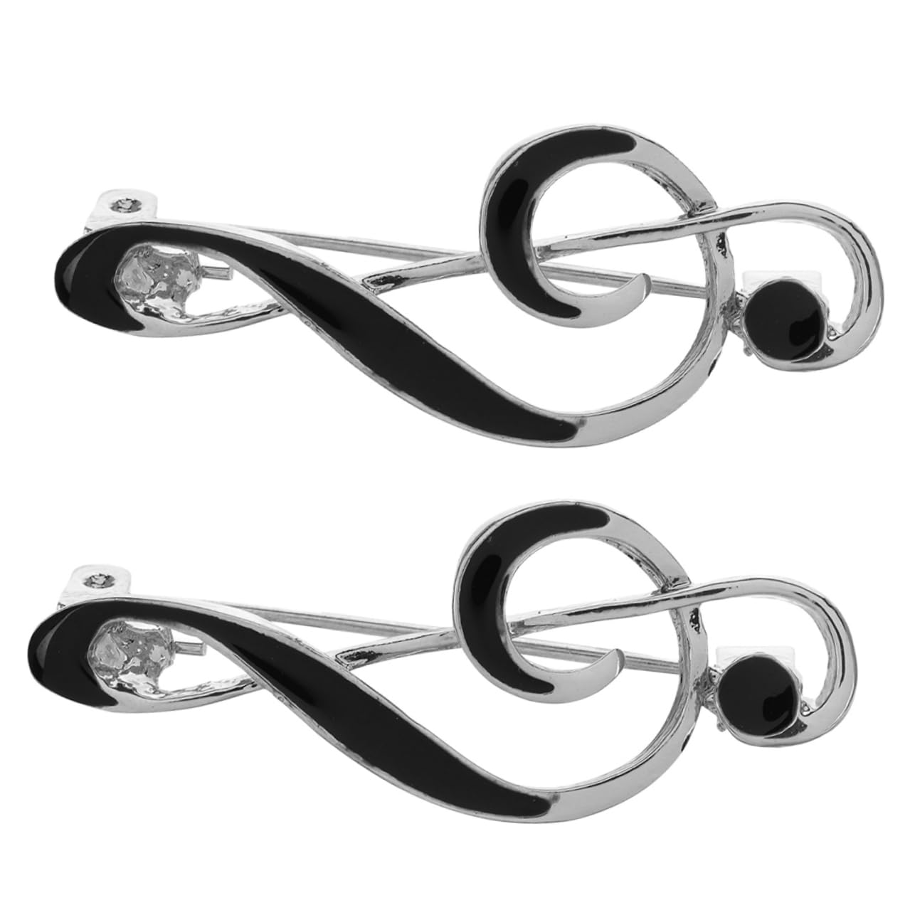 2Sets Brosche Note Emaille Pin für einen Musikliebhaber Stbinschmuck Juwelry Musikinstrument Broochpin Zinklegierung Silber 2pcs*2