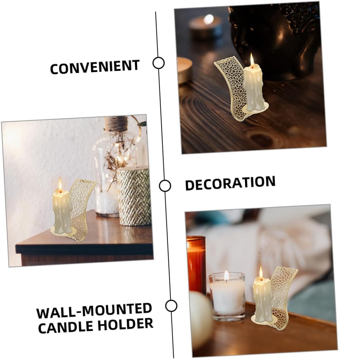 3pcs Hollow Wall Mounted Metal Candle Sconces Set Decorative Pillar Candle Holders for Living Room Wall Decor Middle Eastern Style Aromatherapy Stand
