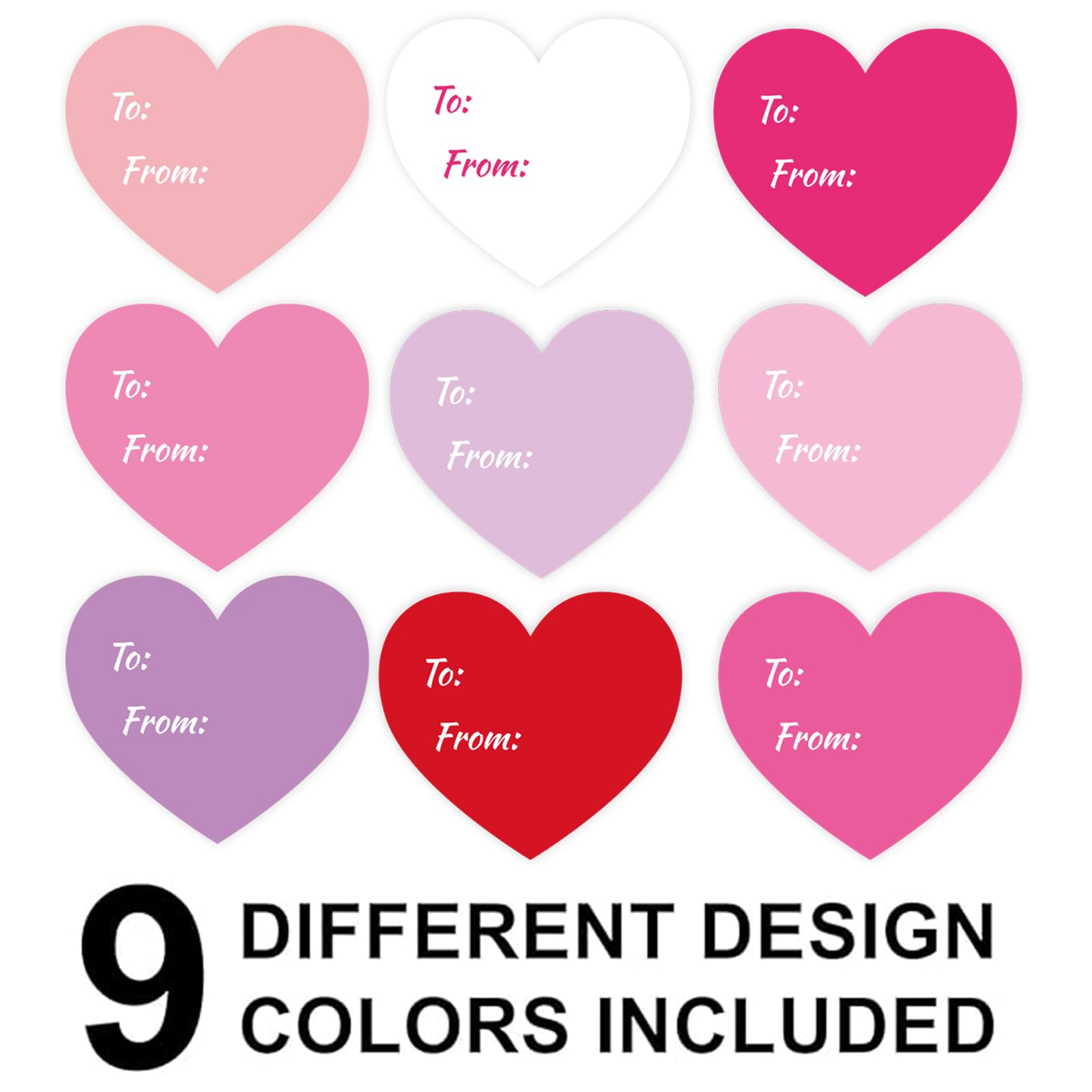 Whaline 315 Stück Valentinstag Herz Geschenkanhänger Aufkleber 6,3 cm rosa rot Papier Geschenkaufkleber zu und von Selbstklebendes Blanko-Etikett für Hochzeit, Geschenkverpackung, Karte, Umschlag