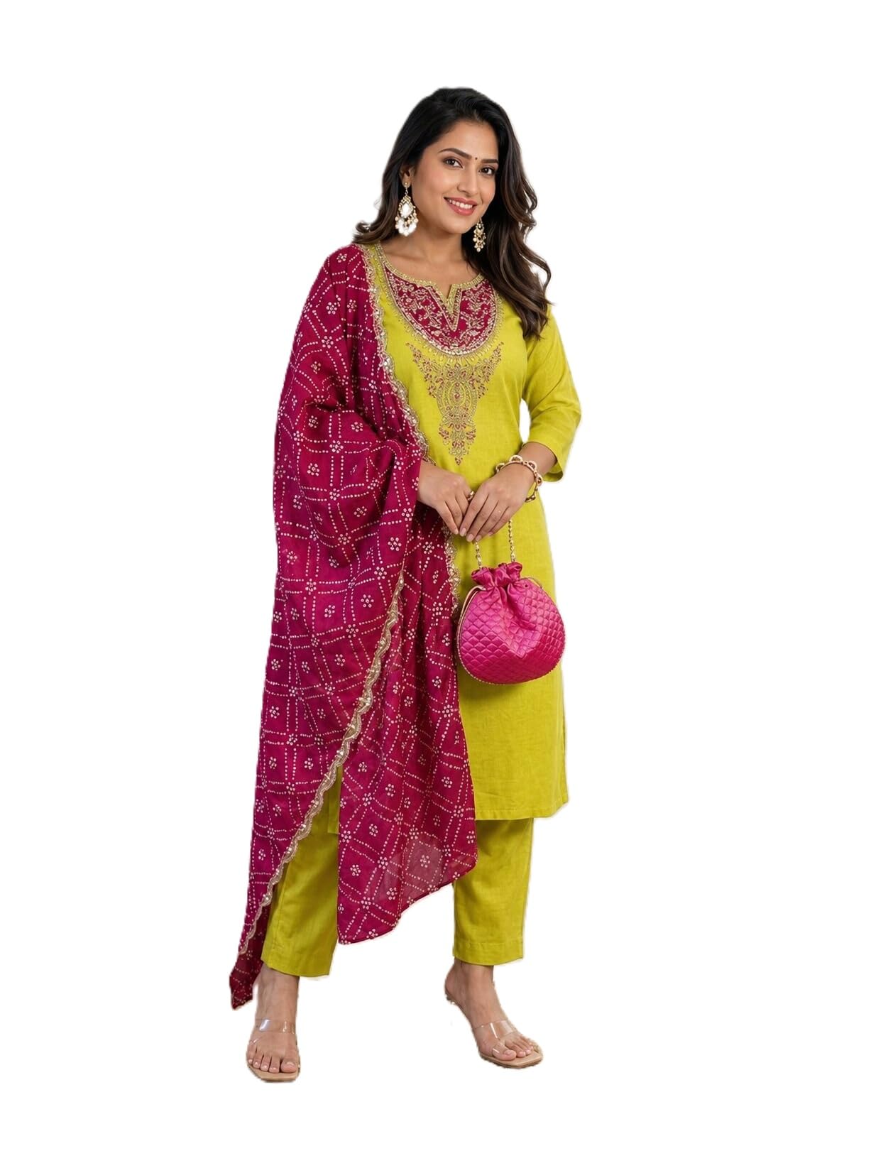 Women Rayon Slub Kurti Pant Dupatta Set Stylish Ethnic Three Piece Suit Comfortable Festive Casual Dress Collection-image-29