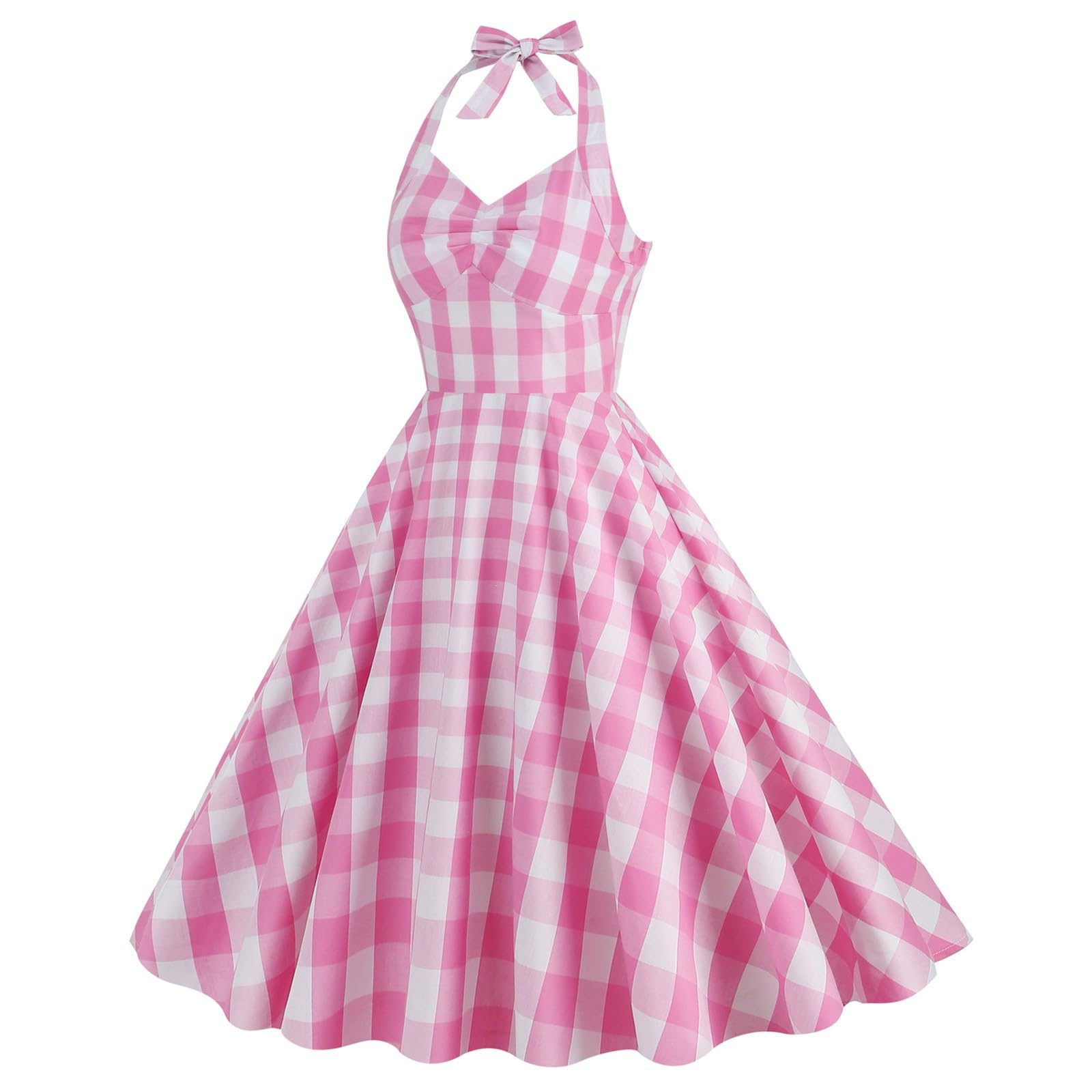 Swing Kleid Ärmellose Rockabilly Kleider Damen 50Er Jahre Vintage Faschingskostüme Petticoat Damen Karierte Coctailkleid A Linie Faltenrock Hochzeit Festlich Knielang Kleid Ballkleid