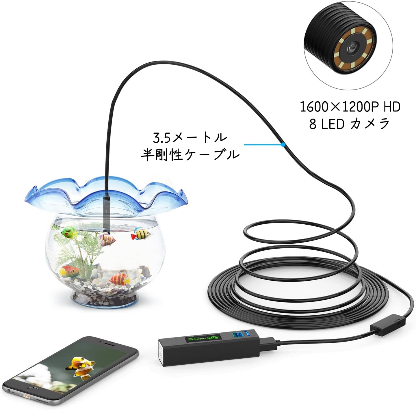 Amazon | 【全機型対応】 ワイヤレス内視鏡 ファイバースコープ 無線 