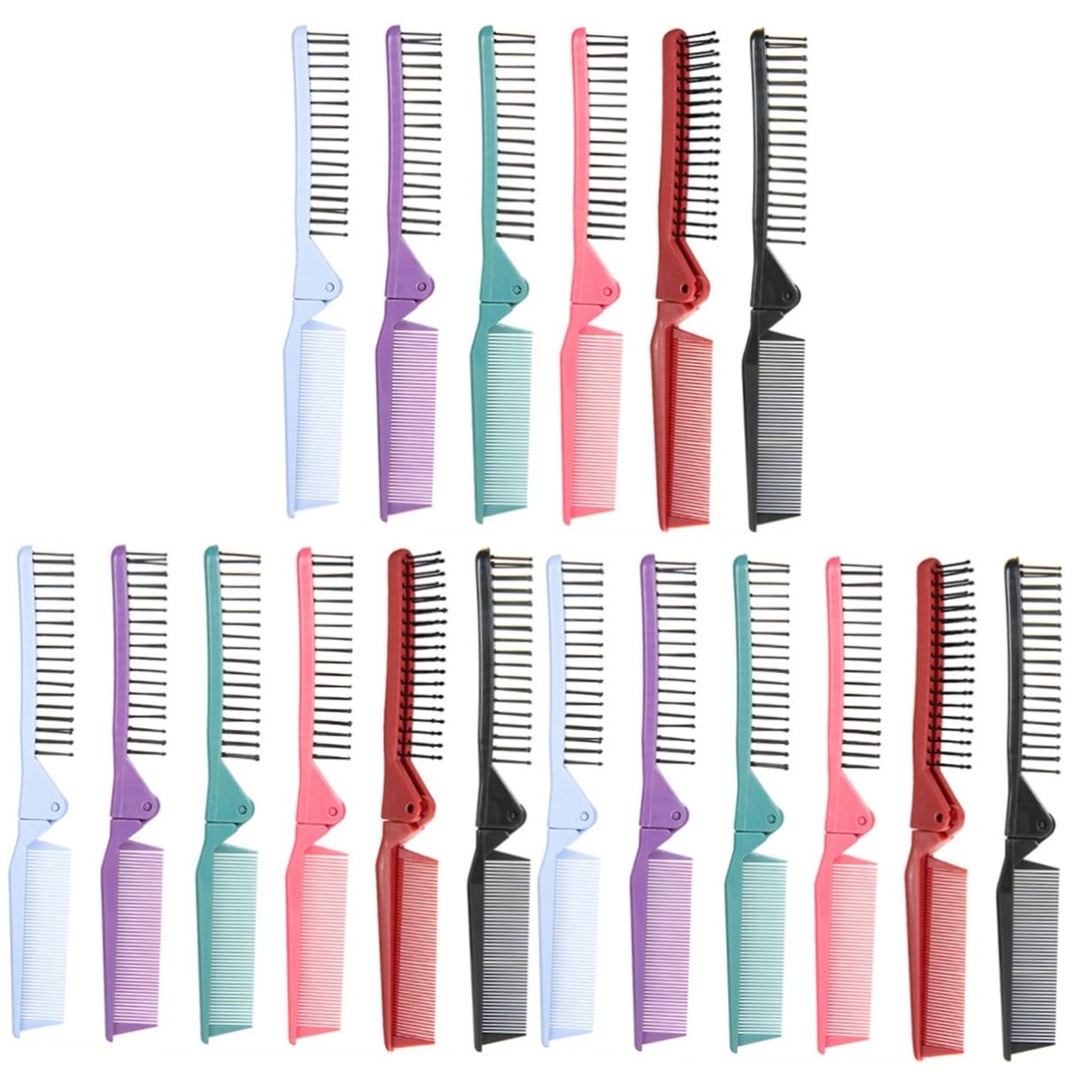 FRCOLOR 18 Pollici pettine pieghevole mini pettine pettini portatile portatili spazzola per tascabile per barba duplice scopo spazzola per la pulizia viaggiare addominali