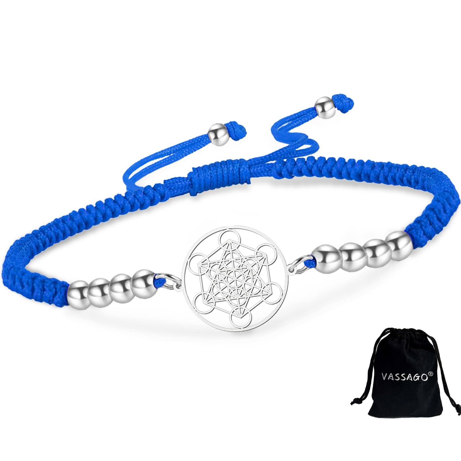 VASSAGO Bracciale a forma di stella in acciaio inossidabile con catena a sette punte con sigillo di Talismano per donne e ragazze, senza pietre preziose, Senza pietre preziose