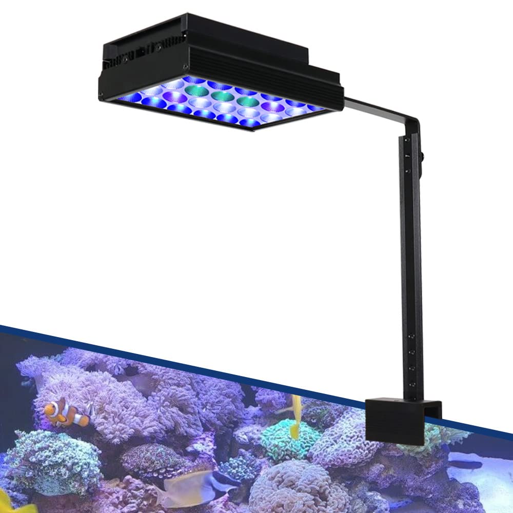PopBloomS16Pro 60W High PAR Aquarium Light Reef Tank Light 4 Channels Saltwater Aquarium Lights for Fish Tank Nano Reef Light Clip on Tank…