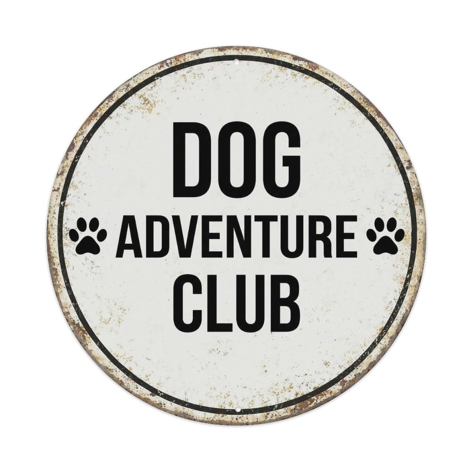 Vintage Dog Adventure Club Zone Vintage Metal Tin Sign Plaque Wall Decor for Cafe, Club Bar, Office, Garden Metal Poster 8x8Inch