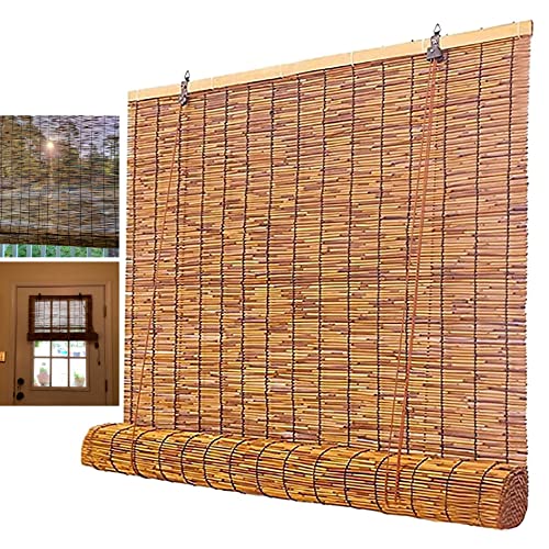 すだれ 目隠し 屋外竹すだれ天然の葦のカーテン 炭化ローラーブラ 手織りリード 防水 防カビ 環境保護 室内 ブラインド シャッター和風竹製ローラーシェード 50cm/ 60cm/ 70cm/ 80cm / 90cm/ 100cm / 120cm/ 140