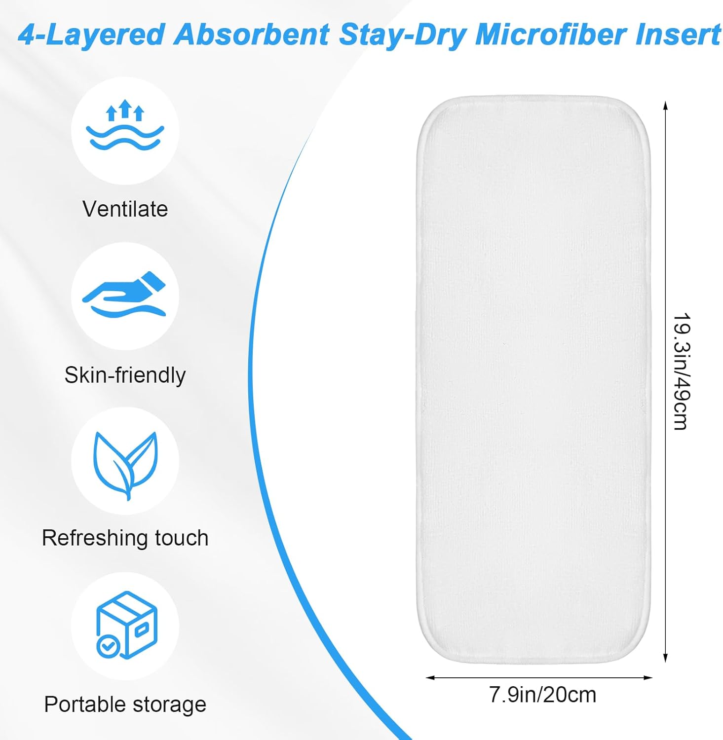 Lounsweer 10 Pack Adult Cloth Diaper Inserts Rayon Microfiber Inserts Liners for Adult Women Teen Incontinence, Pregnancy, Childbirth, 4-Layer Washable Reusable Large Absorbent 7.9 x 19.3 Inch - Image 2