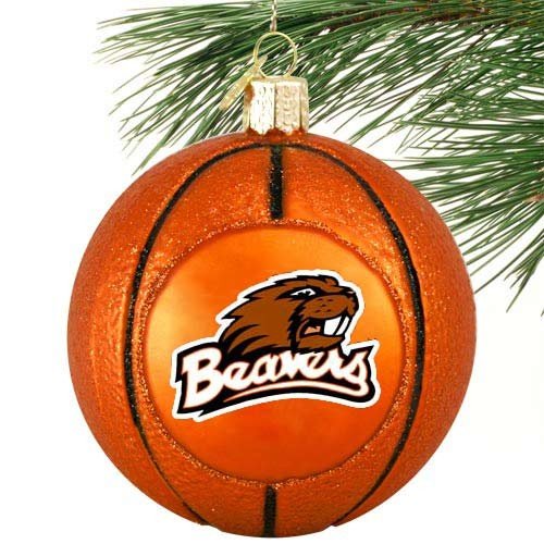 NCAA Oregon State Beavers Glass Basketball Ornament