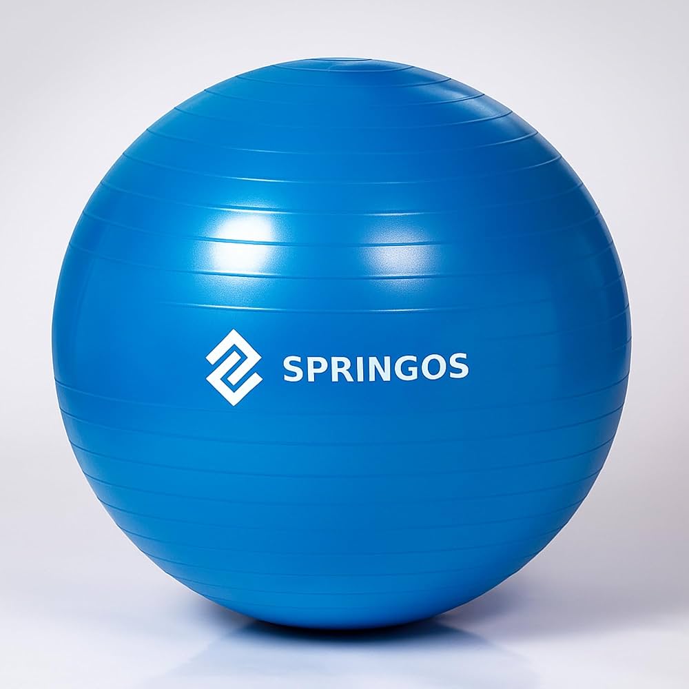 SPRINGOS Ballon De Gymnastique 55cm - Charge 150kg - Anti-dérapant - Pour Pilates, Yoga, Grossesse - Pompe Incluse