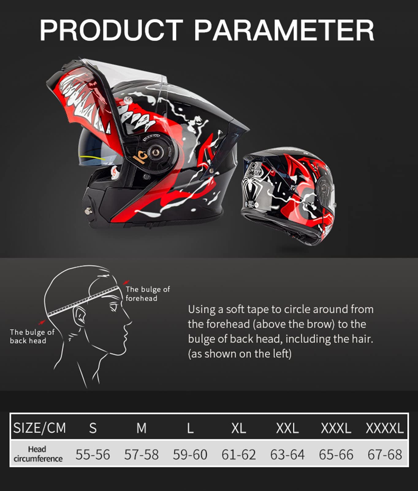 Full Face Flip Up Modular Motorcycle Helmet Dual Visor For Men - View #11