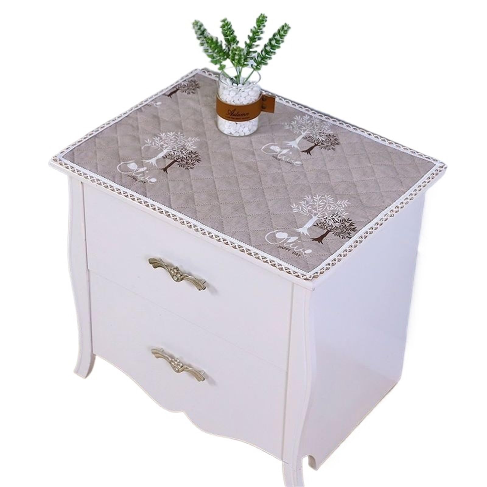 ZHSOAO 2pcs Bedside Table Cover Small Cloth Simple For Bedroom Furniture Protection for Furniture Dresser(Khaki)