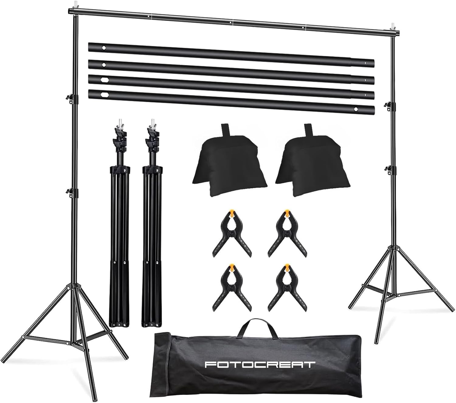 Backdrop Stand Kit 10x6.5ft Adjustable Photography Photo Studio Background Support System with Carry Bag and,4 Backdrop Clip for Photoshoot,Parties,Wedding,Birthday,Baby Photo Shoot Bjj2x3M