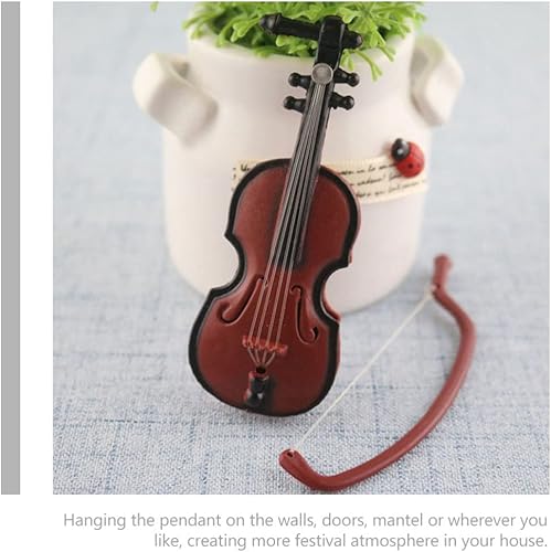Miniatura 5 de ABOOFAN Colgante de violín miniatura de cuerda Mini colgante de violín instrumento musical adorno de árbol de Navidad decoración artesanal 16 piezas