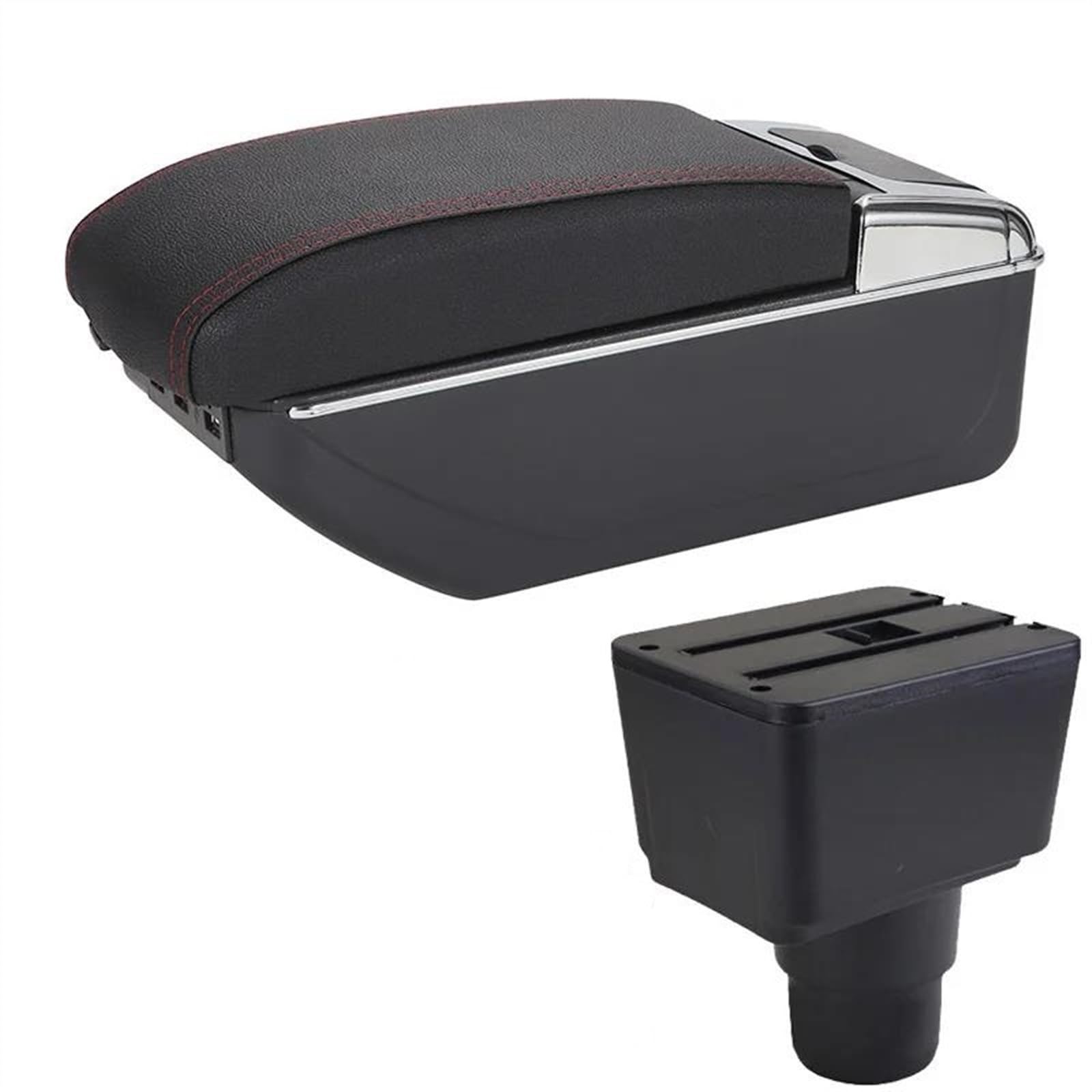 NOHEEU Car Armrest Box Accessories Interior Details Retrofit Storage For EcoSport 2018-2021(B1 Black red 7USB)