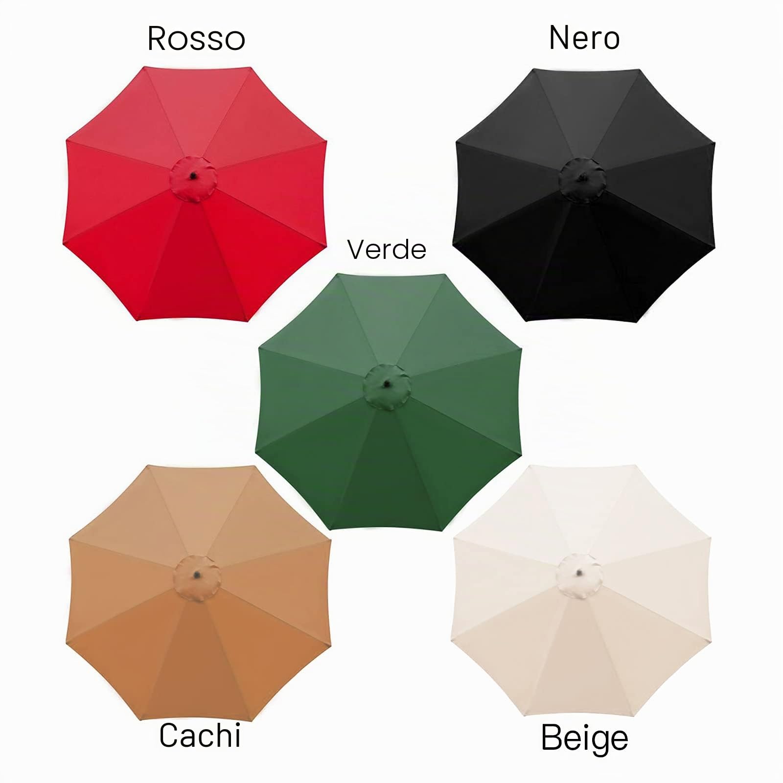 Copertura di ricambio per ombrellone rotondo da 3 m, con 8 stecche, colore rosso, ricambio (solo tettoia)
