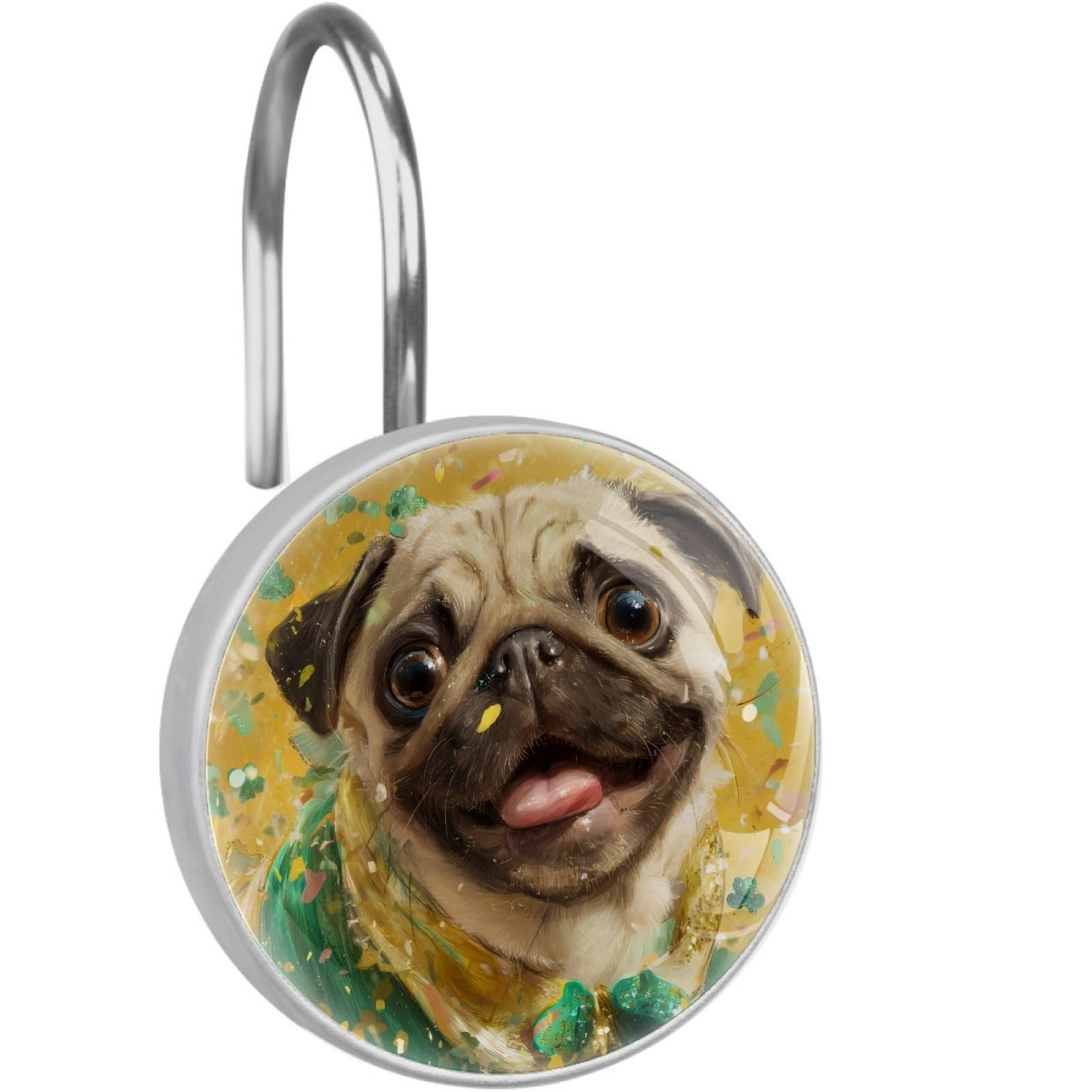 VAPOKF Shower Curtain Hooks, 12PCS Pug Shower Curtain Hook for Bathroom Decors Home Bedroom