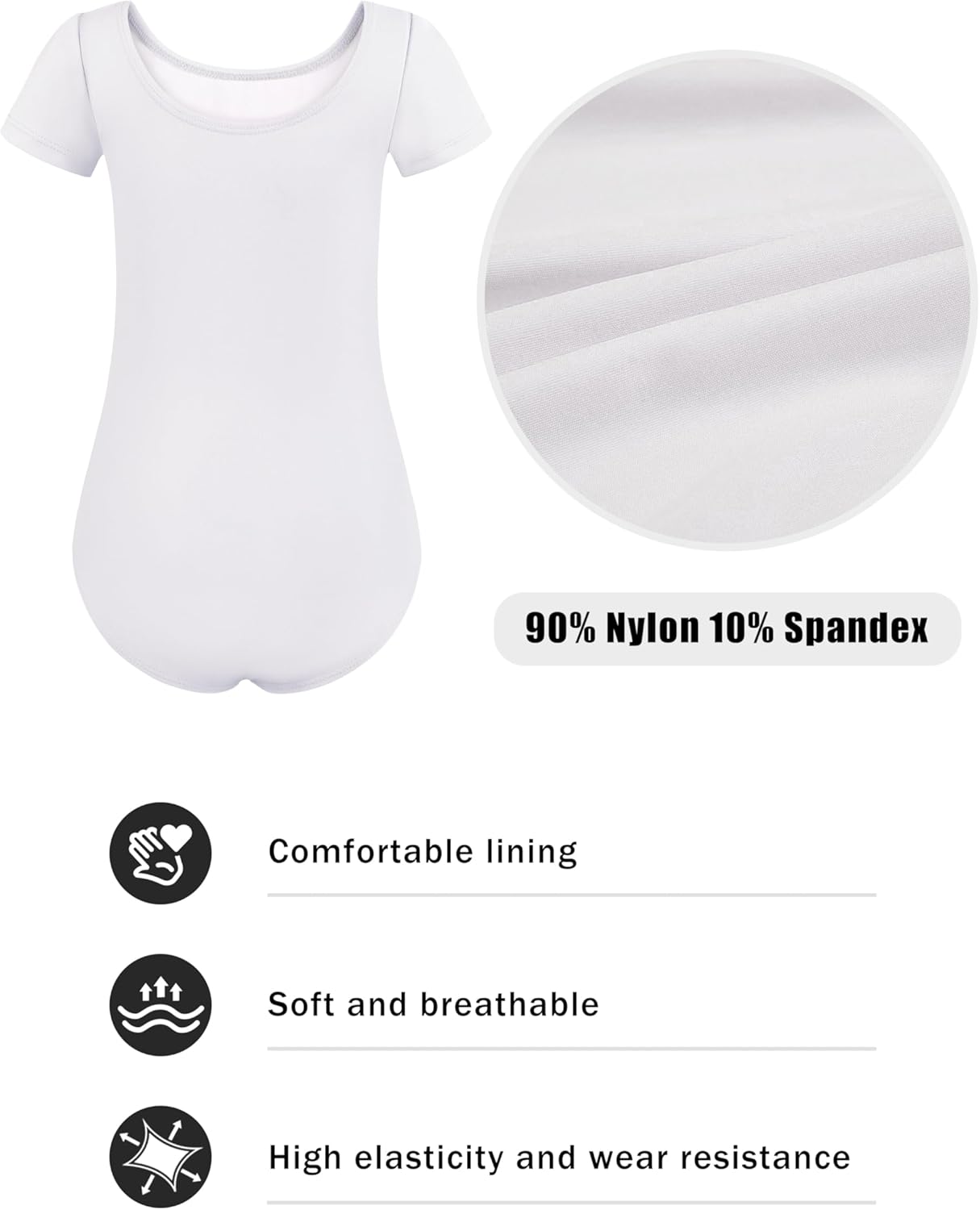 Dance Ballet Leotards Basic Short Sleeve for Girls Toddler Gymnastics Outfit Bodysuit - Image 7