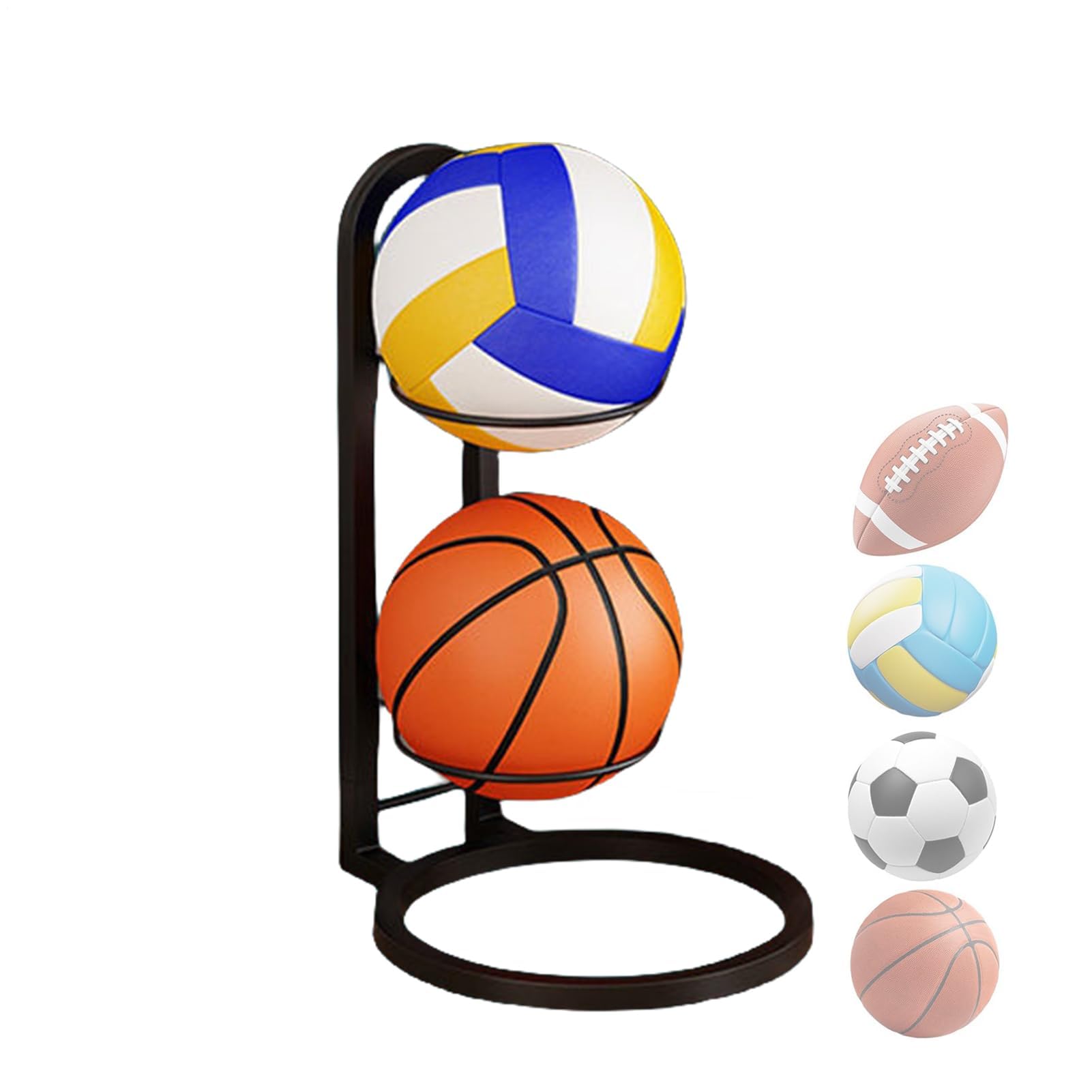 Espositore multifunzione per palloni da pallavolo in ghisa resistente, multi-strato, per palloni sportivi e elegante supporto per palline