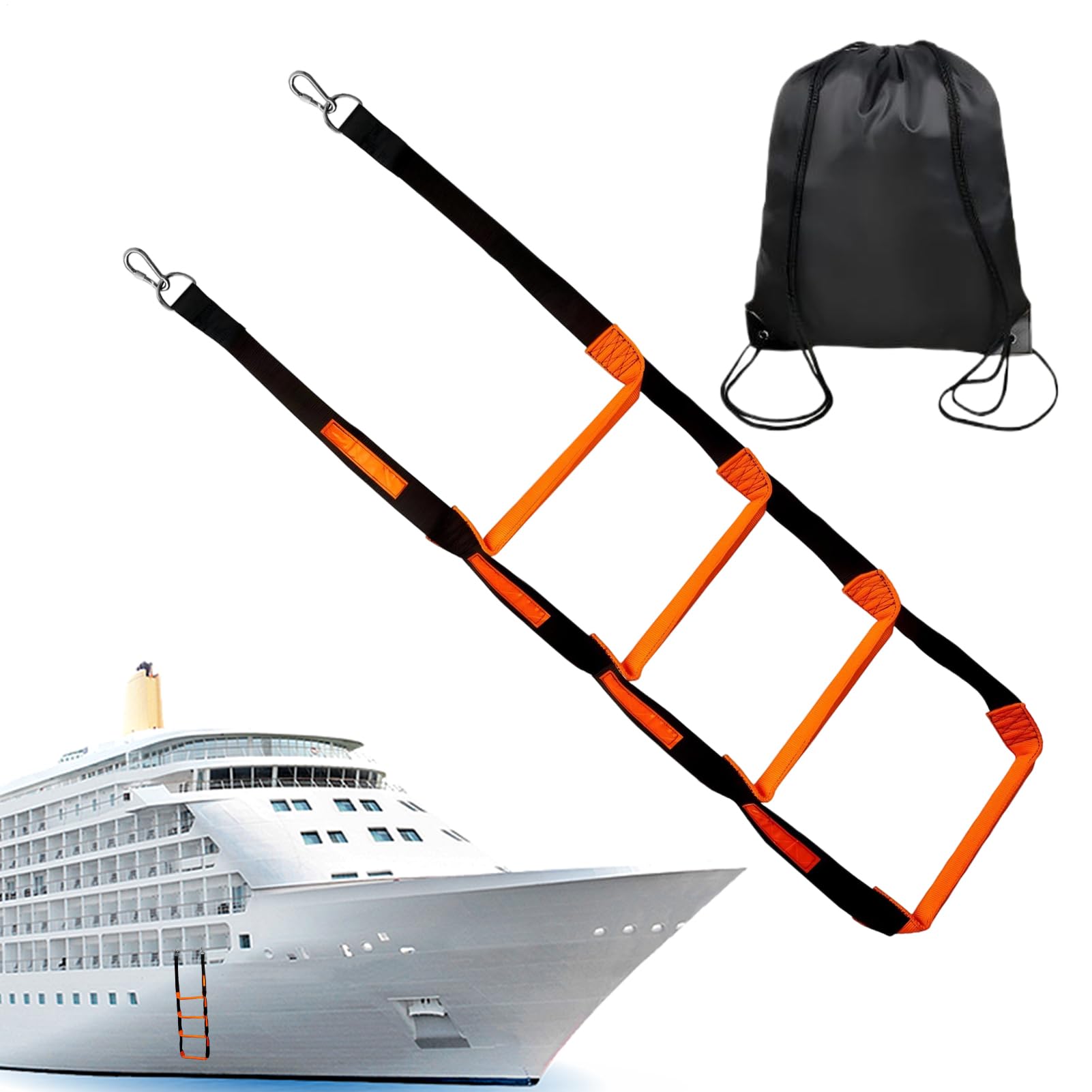 Reinforced Ladder for 4 Adjustable Steps, Load 272 kg for Water Excursions, Free, Boat Adventures, Easy to Install on Various Boats, 140 x 84 x 5 cm