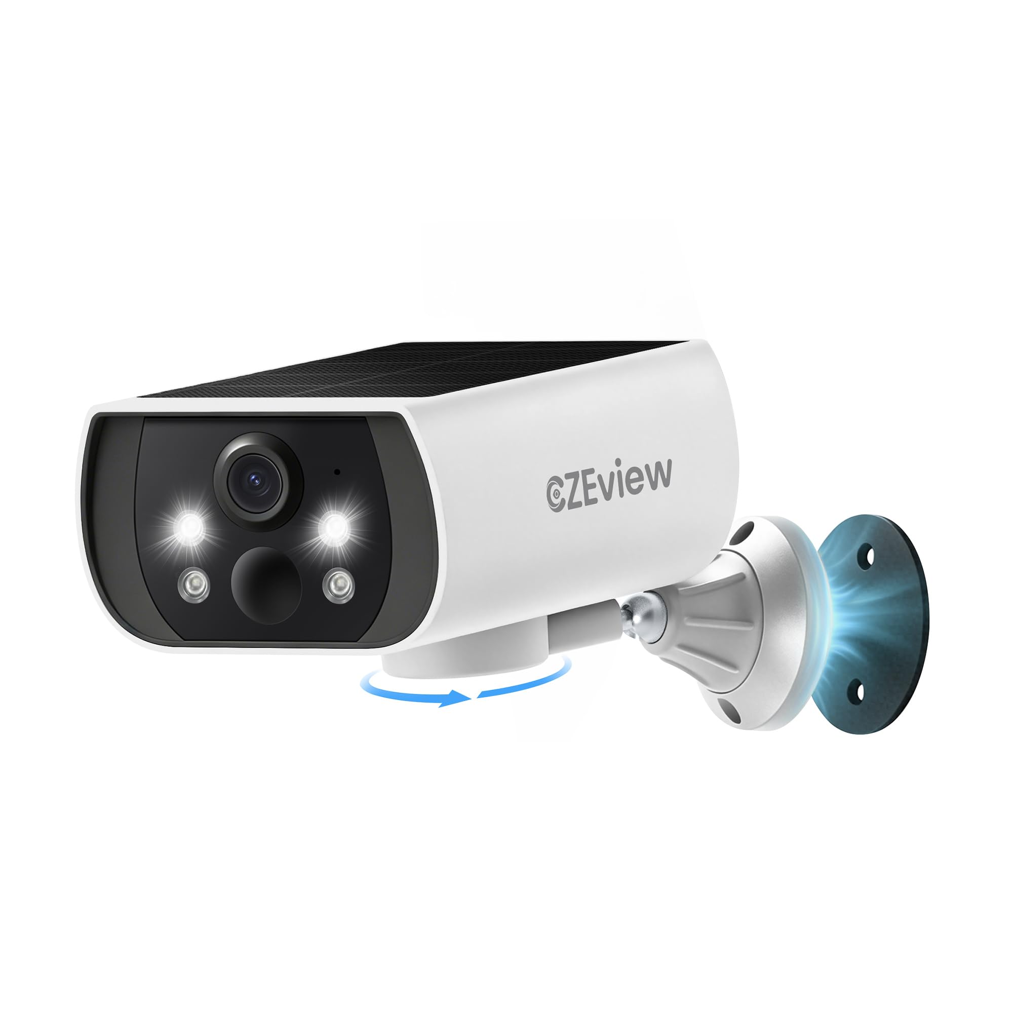 CZEview 5MP Überwachungskamera Aussen Akku, Magnetische Montage, Kabellose Solarkamera für Außen, 300° Horizontaler, 2,4GHz WLAN, Bewegungserkennung, 2-Wege Audio, Farbige Nachtsicht, IP65