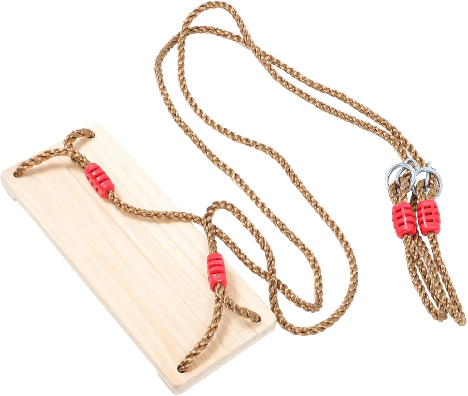 Adjustable Rope Wooden Swing Seat for Adults Natural Birch Wood Hanging Swing for Indoor and Outdoor Use Heavy Duty Weather-Resistant PE Rope Easy Installation Random Color