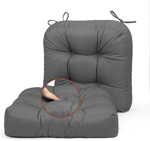 Juego de 2 cojines para sillas de exterior de 19 x 19 pulgadas, gruesos y duraderos, cojines de mimbre para sillas de patio, para todo tipo de