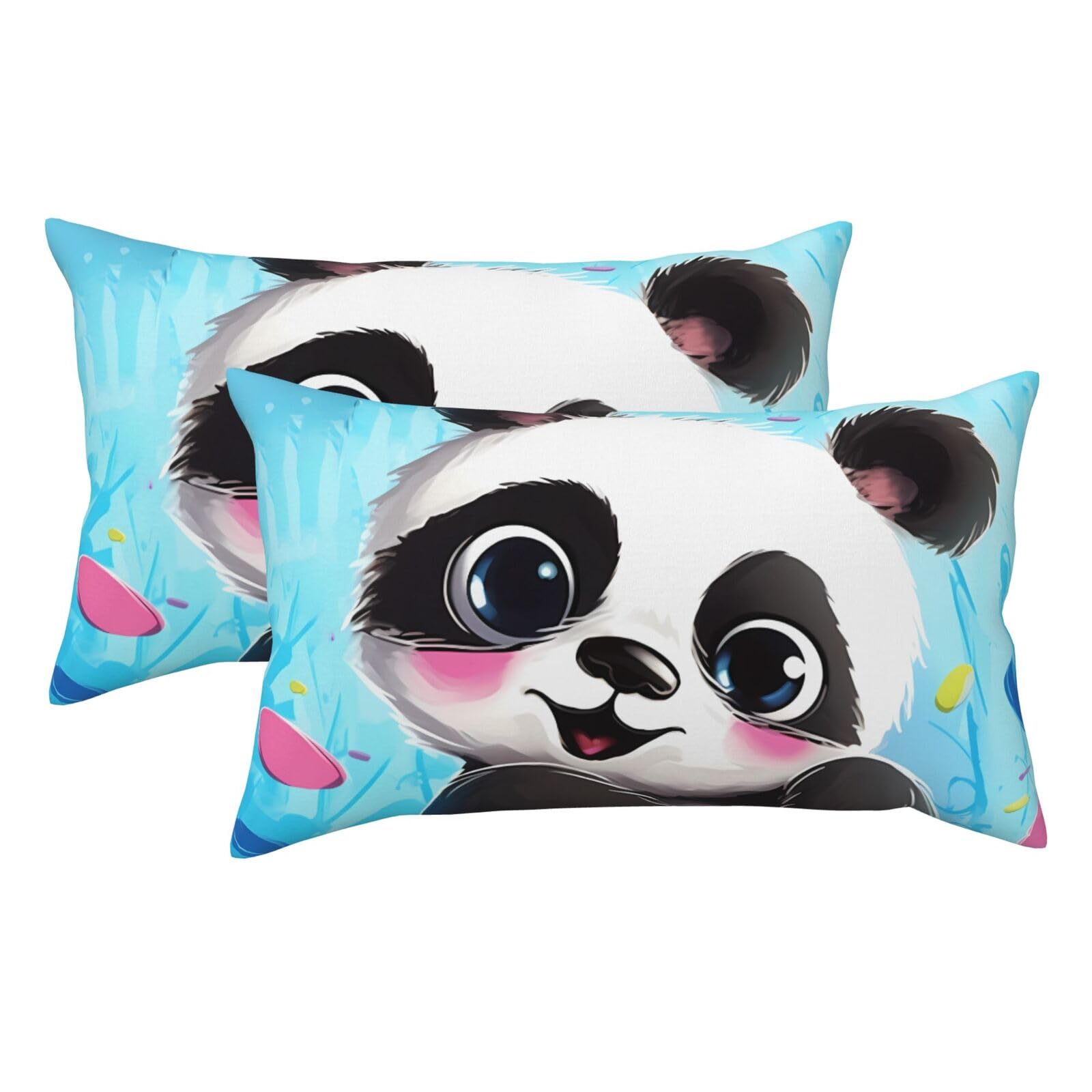 2 Pack King Size Pillow Cases for Hair and Skin Soft Breathable Pillow Case Covers with Hidden Zipper Cute Panda Pillowcase 20x36 Inches Pillow Covers for Sleeping Gift