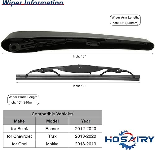 Miniatura 2 de Juego de limpiaparabrisas trasero para Buick Encore 2013-2020, para Chevy Trax 2015-2020 Conjunto de limpiaparabrisas trasero 95915136 95466019