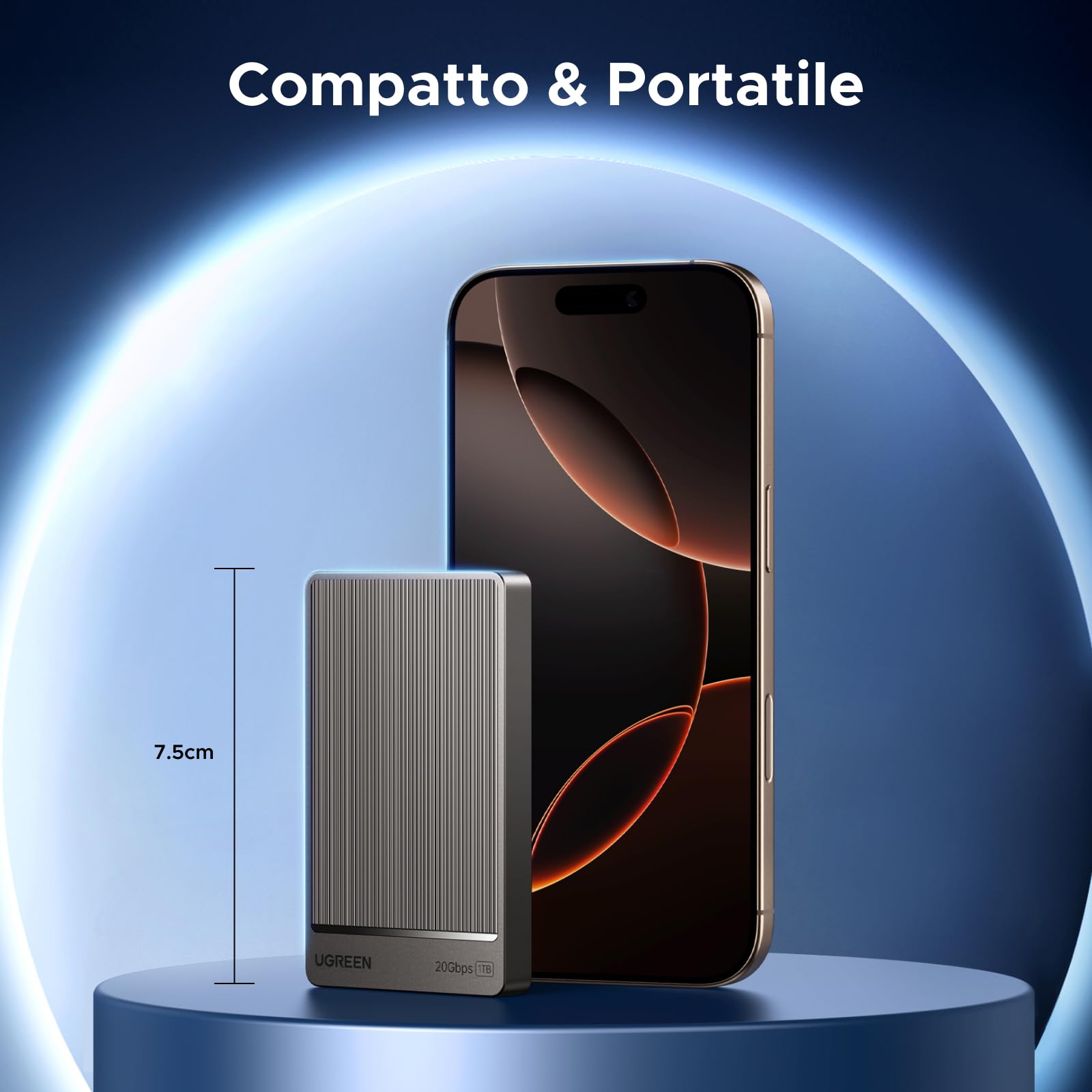 UGREEN SSD Extreme Portable 1TB Velocità di Trasmissione | 20Gbps USB 3.2 Gen 2Compatibile con Mac PC Telefono Playstation Xbox