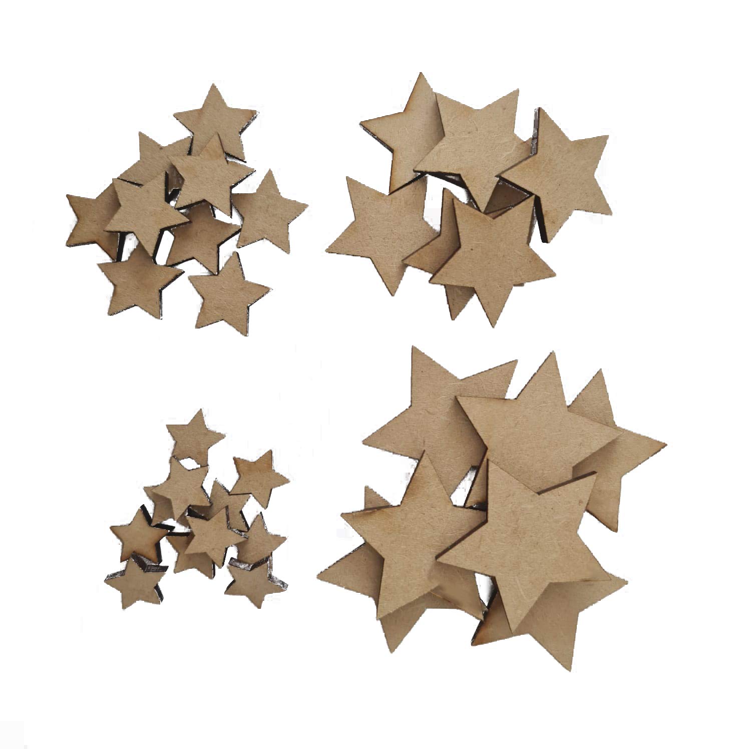 MDF Star Mix - Psck Of 100 Stars Various Sizes - Wooden Craft Blank Embellishment
