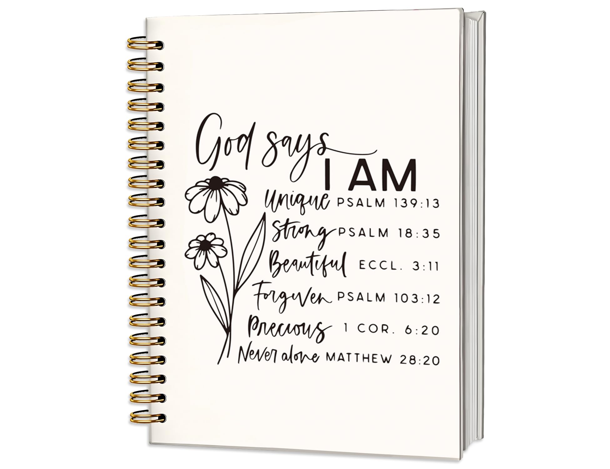 ICEWHITEY Christian Floral Notebook Journal,Christian Gifts for Women,Pink Bible Notebooks for Note Taking,Bible God Says I Am Hardcover Spiral